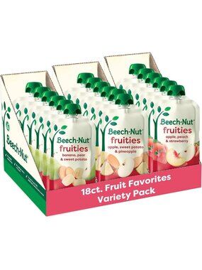 Variety Pack Baby Food Pouches - Non-GMO Fruit Purees, Dairy-Free, 18 Count